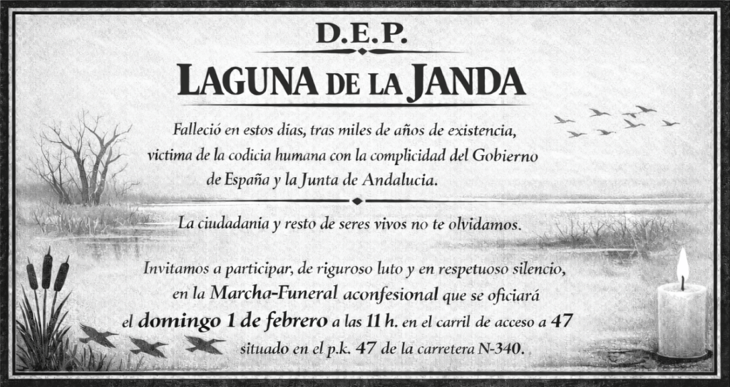 Convocan una marcha reivindicativa y funeral simbólico de la Laguna de La&nbsp;Janda