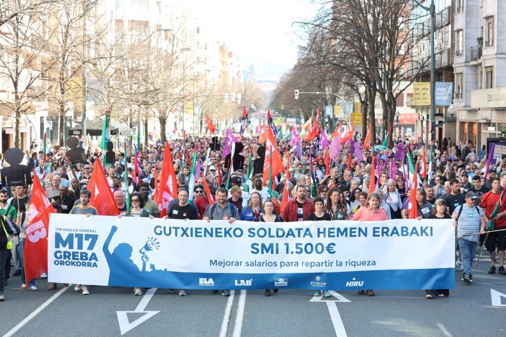 Masiva respuesta a la convocatoria de huelga general en Euskal Herria (vídeo) / CC.OO.&nbsp;«españolea»