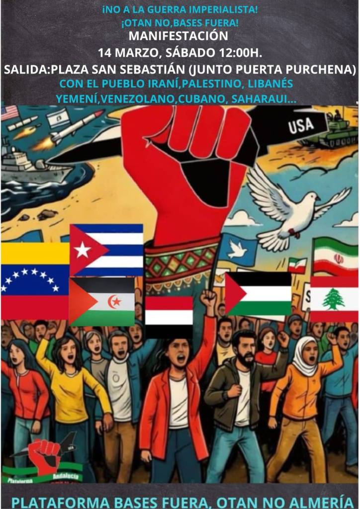 Convocan manifestación antiimperialista este sábado en&nbsp;Almería