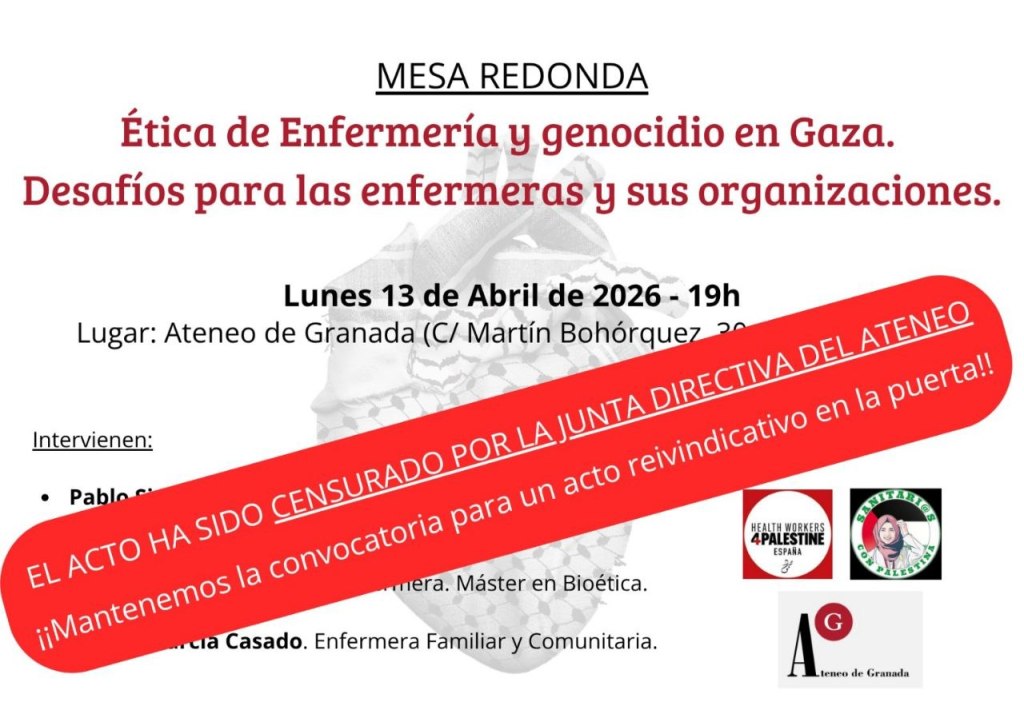 Denuncian la «censura» de un acto en Granada para hablar del genocidio en&nbsp;Gaza
