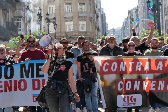 Paro total de los metalúrgicos de Pontevedra (Galiza) por un «convenio&nbsp;digno»