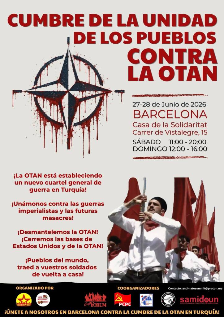 La Cumbre de la Unidad Popular contra la OTAN se celebrará en Barcelona; anuncian participación de una delegación&nbsp;andaluza